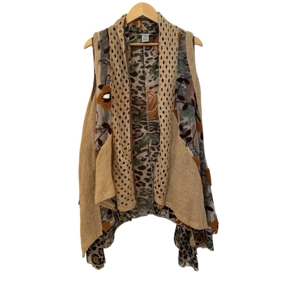 Ania A Mohair Vest Wool Sweater Embroidery Long Asymmetric Cardigan - Picture 4 of 9